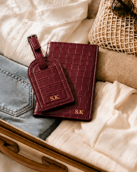 Personalised Croc Passport Wallet & Luggage Tag Set