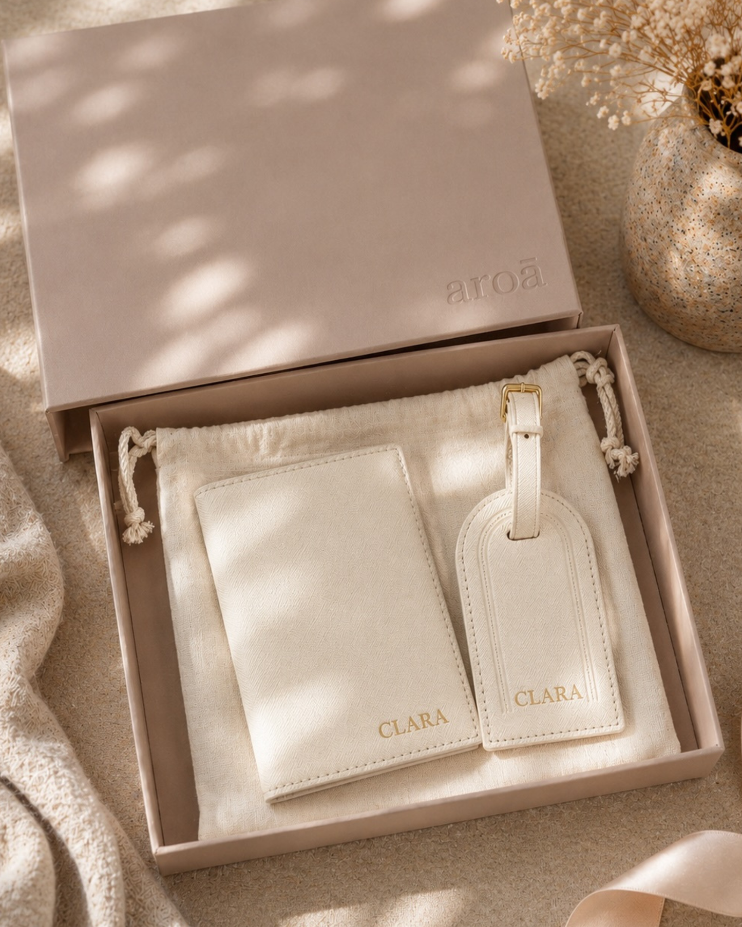 Personalised Passport Holder and Luggage Tag Set